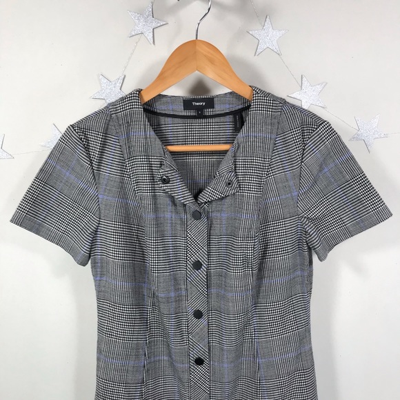 Theory S Easy Snap Wool Plaid Dress - Picture 2 of 10